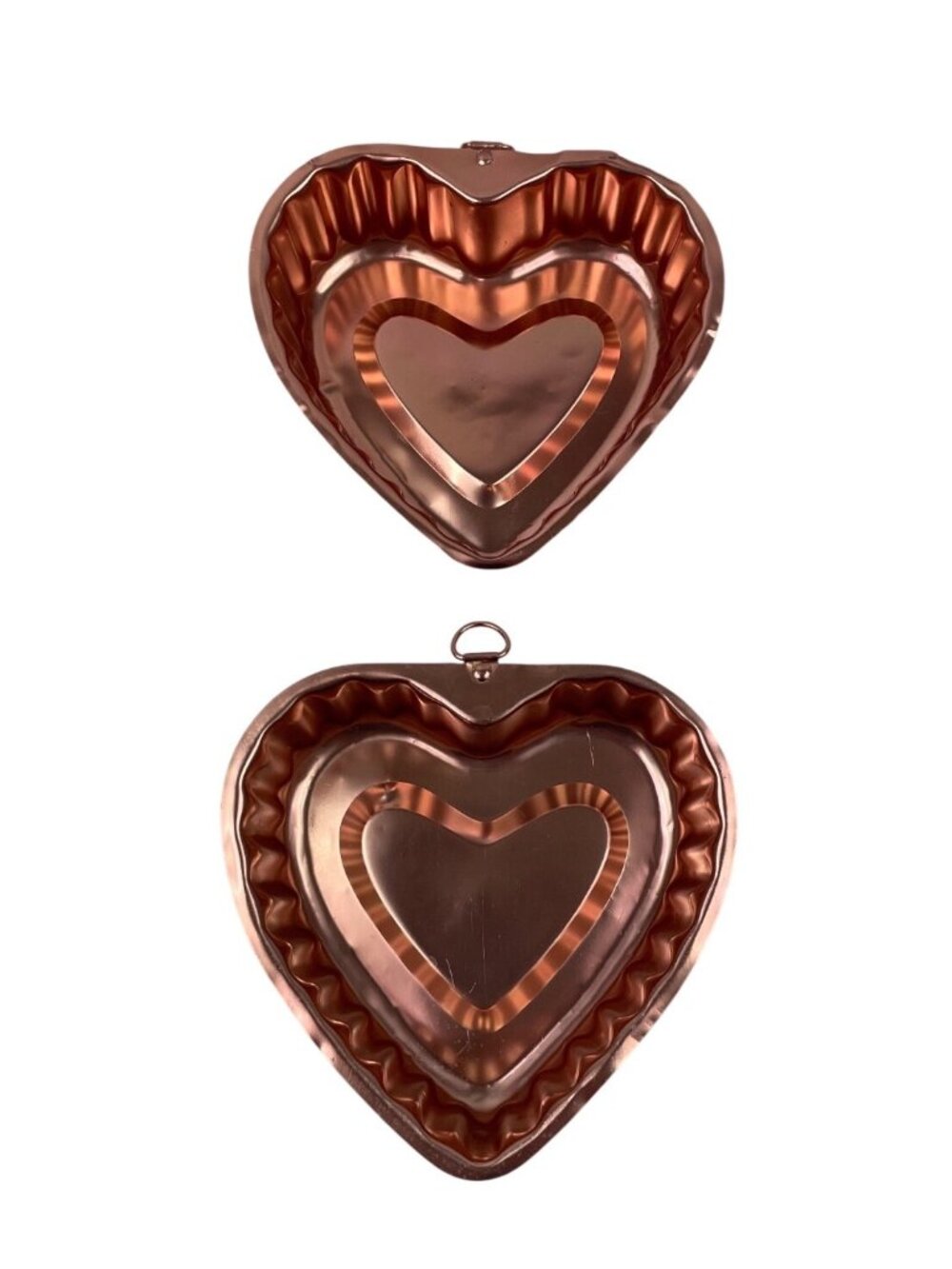 Set Of 2 Copper Heart-Shaped Jello Molds Decorative Kitchen Wall Hanging - Picture 6 of 10